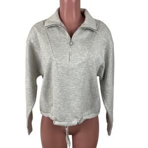 Elie Tahari NEW heathered gray 1/2 zip sweatshirt Modal blend Small oversized